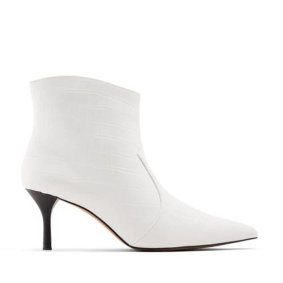 NEW WHO WHAT WEAR Women Olivia Faux Croco Pointy Zip Above Ankle Dress Bootie - Picture 2 of 6